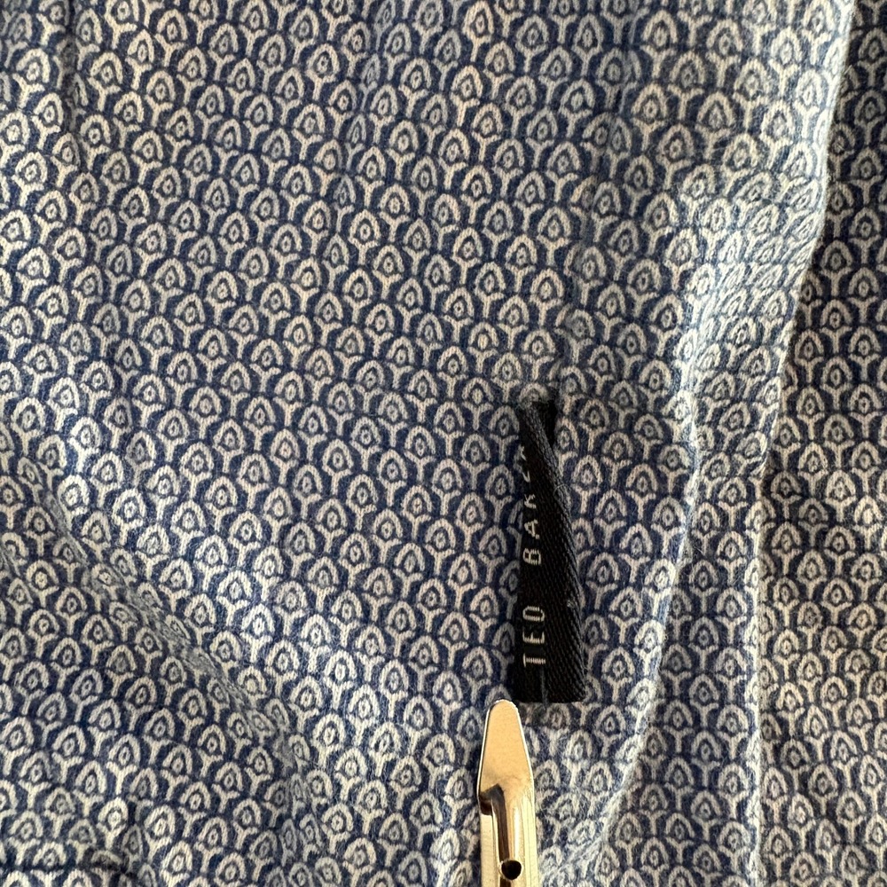 Ted Baker London Mens Blue Geometric Print Cotton Polo Shirt Chapmun Size 5 XL - Picture 6 of 10